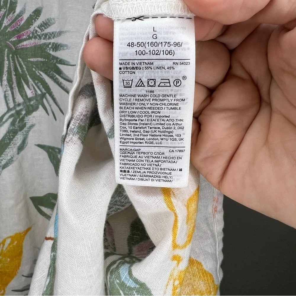 GAP Floral Print Linen Blouse Top Large - Picture 3 of 6